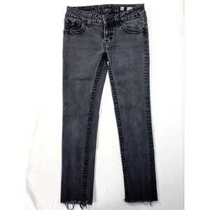 Miss Me Women's Black Denim Jeans Size 27 SKINNY Unfinished hem Stretch Fabric